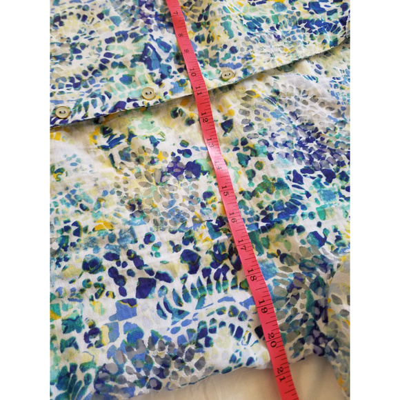 Hearts of Palm Abstract Prints Roll Tab Sleeves Draw String Waist Button Down 12 - Picture 10 of 10